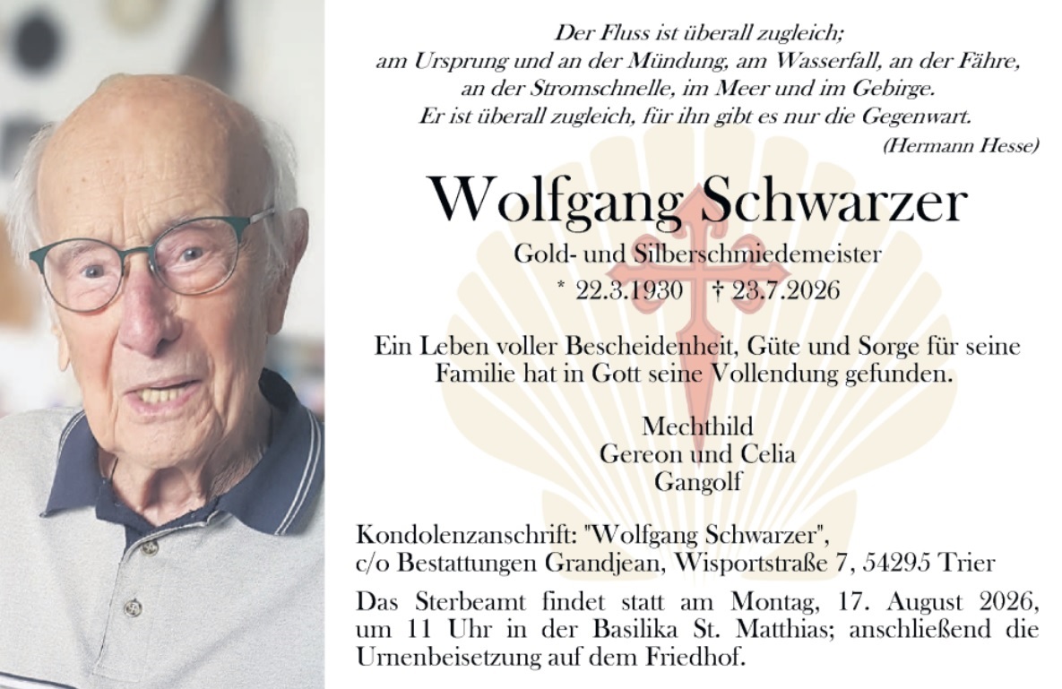 Todesanzeige Wolfgang Schwarzer